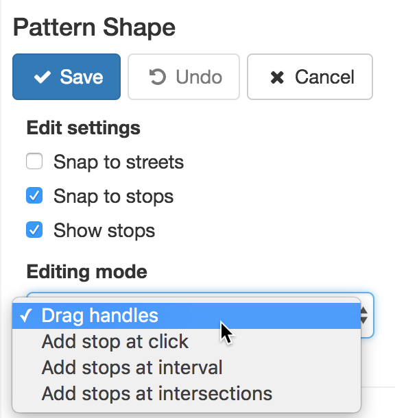 pattern shape editing options